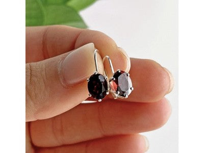 925 Sterling Silver Garnet Earrings