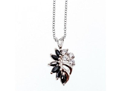 925 Sterling Silver Dark Blue Spinel & CZ Chain With Pendant