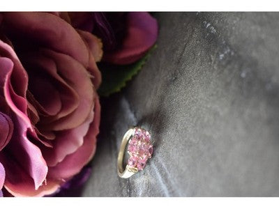 925 Sterling Silver Pink CZ Ring Size 6.5