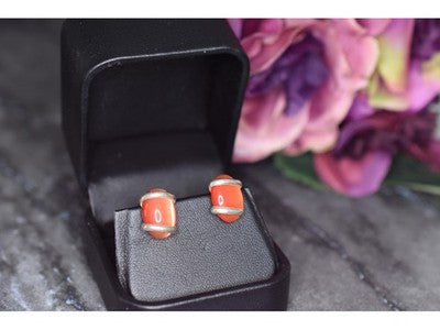 925 Sterling Silver Red Alpanite Stud Earrings