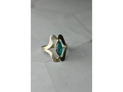 925 Sterling Silver Chinese Turquoise Ring Size 6.75 Mexico