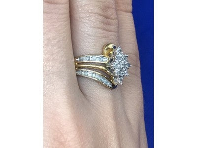 925 Sterling Silver Gold Plated CZ Ring Size 7
