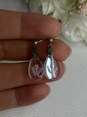 Aurora Borealis Teardrop 925 Sterling Silver Earrings Length 1 Inch