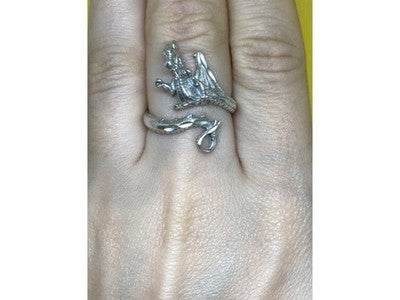 925 Sterling Silver "Dragon" Ring Size 8 (Adjustable)