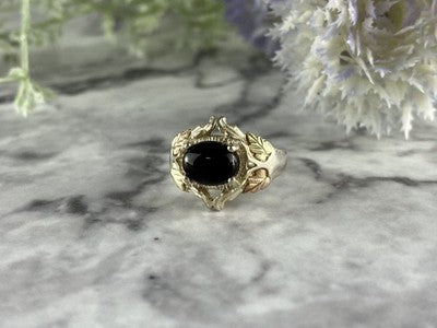 500 Silver Black Nephrite Ring Size 6.75