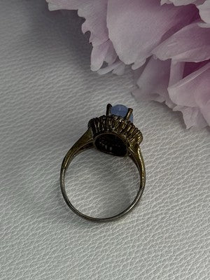 925 Sterling Silver Crystal & CZ Ring Size 9