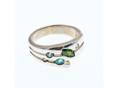 925 Sterling Silver Multicolor Spinel Ring Size 7