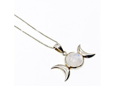 925 Sterling Silver Moonstone "Moon" Chain With Pendant Italy