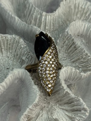 925 Sterling Silver Alpanite & CZ Ring Size 7 Length 1.45 Inch