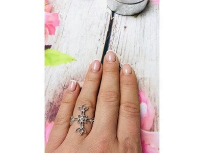 925 Sterling Silver Small Colorless Topaz Ring Size 8