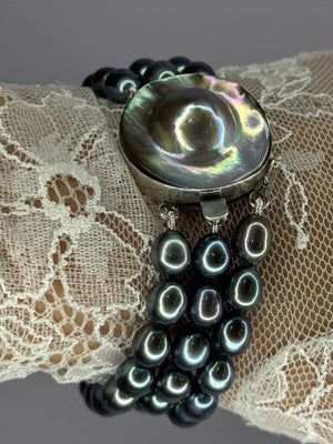 925 Sterling Silver Unique Bracelet Freshwater Pearls Lenght 8 Inch