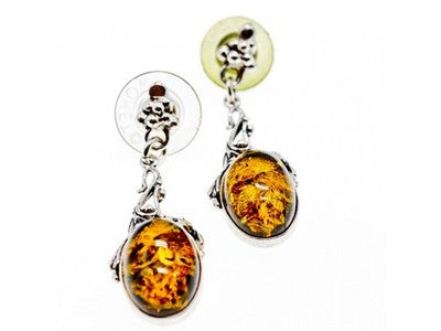 925 Sterling Silver Amber Earrings