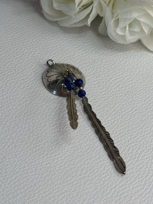 Vintage Native American 925 Sterling Silver Lapis Pendant Length 2.70 Inch