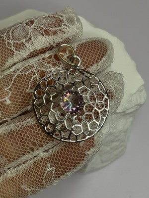 925 Sterling Silver Alexandrite Pendant Length 1.8 Inch