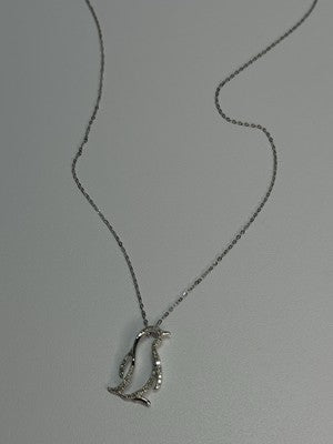 14K WHITE GOLD DIAMOND PENGUIN NECKLACE LENGTH 17 INCH