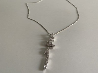 925 Sterling Silver CZ Chain With Pendant Italy