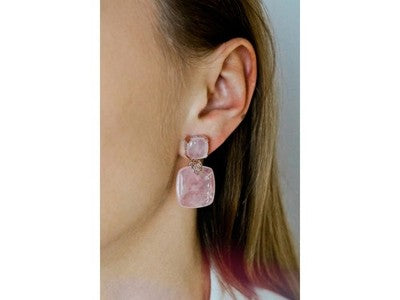 925 Sterling Silver Gold Plated Morganite "Tenderness" Earrings