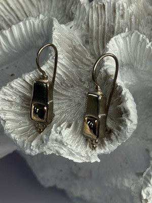925 Sterling Silver With Gold Plated Part Earrings Length 1 Inch