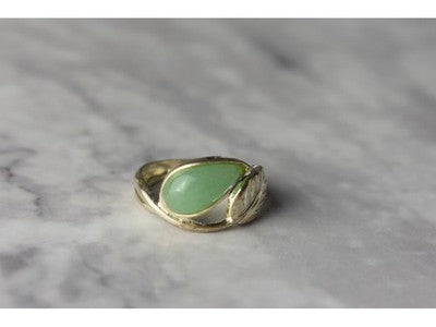 925 Sterling Silver Green Nephrite (Jade) Ring Size 6.5