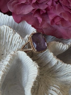Beautiful 925 Sterling Silver Amethyst Ring Size 5