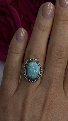 Adjustable Vintage 925 Sterling Silver Blue Turquoise Ring