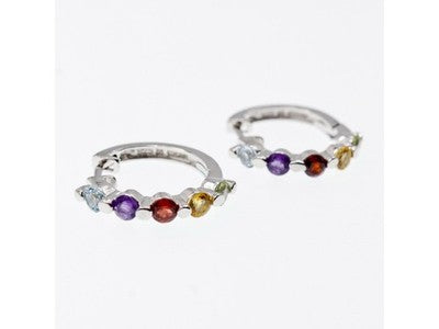925 Sterling Silver Multi Gemstones "Rainbow" Earrings