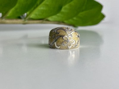 925 Sterling Silver Agate & CZ Ring Size 6.75