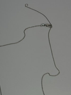 14K 585 WHITE GOLD DIAMOND 0.13 CARAT FASHION NECKLACE LENGTH 18/16 INCH