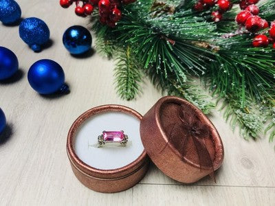 925 Sterling Silver Pink CZ Ring Size 6