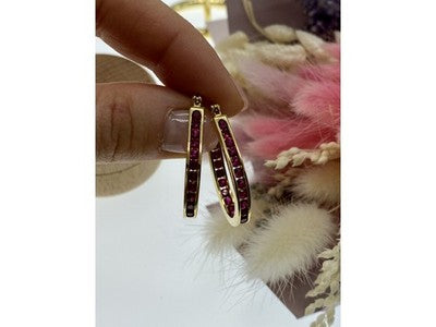 925 Sterling Silver Gold Plated Pink Spinel Earrings