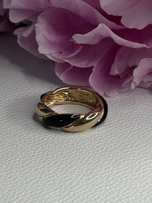 925 Sterling Silver Gold Plated Onyx Ring Size 8