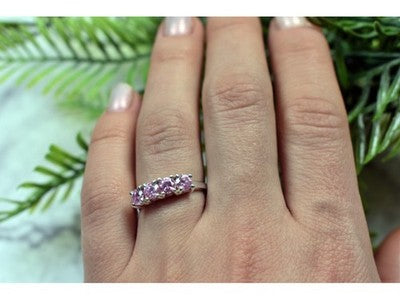 925 Sterling Silver Pink CZ Ring Size 6.5