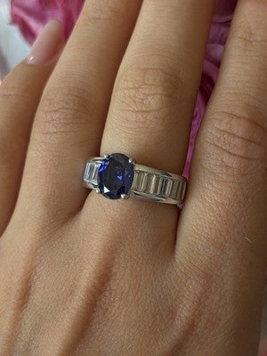 925 Sterling Silver Tourmaline & Beryl Ring Size 8