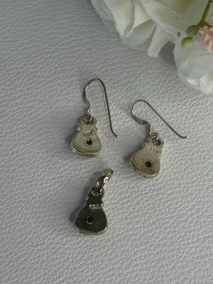 925 Sterling Silver Peridot Earrings & Pendant Set
