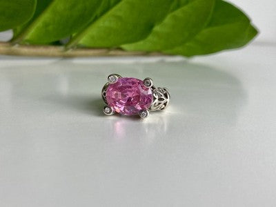 925 Sterling Silver Pink CZ Ring Size 8