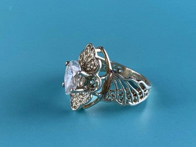 925 Sterling Silver White CZ Openwork Ring Size 6.5