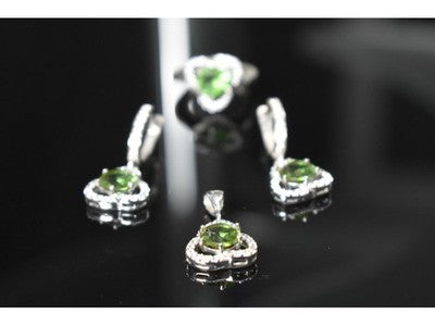 925 Sterling Silver Alpanite & CZ Jewelry SET Turkey