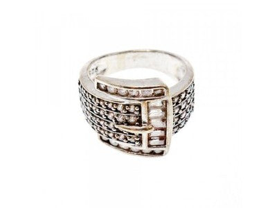 925 Sterling Silver CZ "Strap" Ring Size 7.5