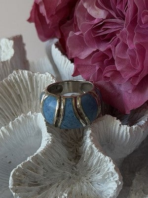 925 Sterling Silver Sodalite Ring Size 6.5