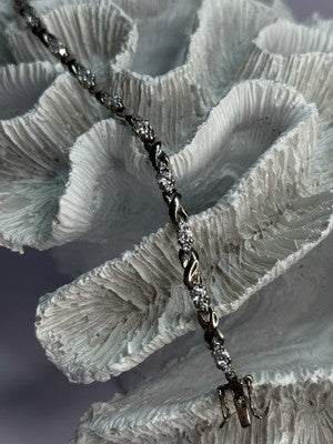 Beautiful 925 Sterling Silver CZ Bracelet Length 7 Inch