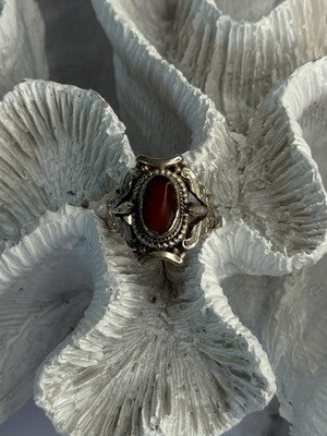 Vintage 925 Sterling Silver Agate Ring Size 6