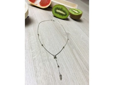 925 Sterling Silver Necklace with Beads Italy