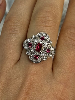 925 Sterling Silver Pink Spinel Ring Size 5