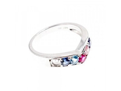 925 Sterling Silver Multicolored CZ Ring Size 6.5