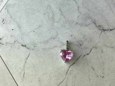 925 Sterling Silver Morganite and CZ "Hearts" Stud Earrings & Pendant Set