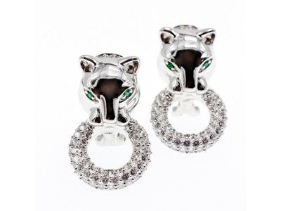925 Sterling Silver CZ "Panther" Earrings
