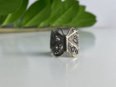 925 Sterling Silver CZ "Butterfly" Ring Size 7