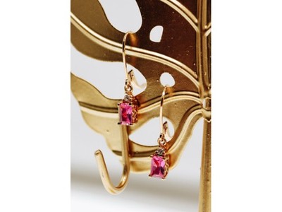 925 Sterling Silver Gold Plated Pink Topaz & Goshenite Earrings