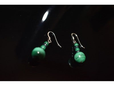 925 Sterling Silver Malachite Dangle Earrings