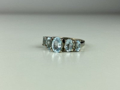 925 Sterling Silver Blue Spinel Ring Size 6.5